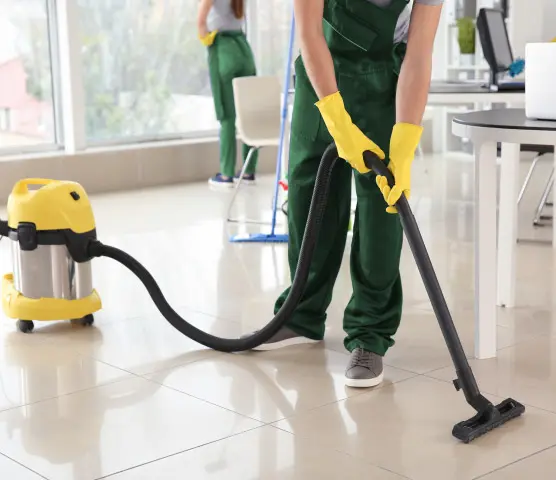 vacuuming the floor